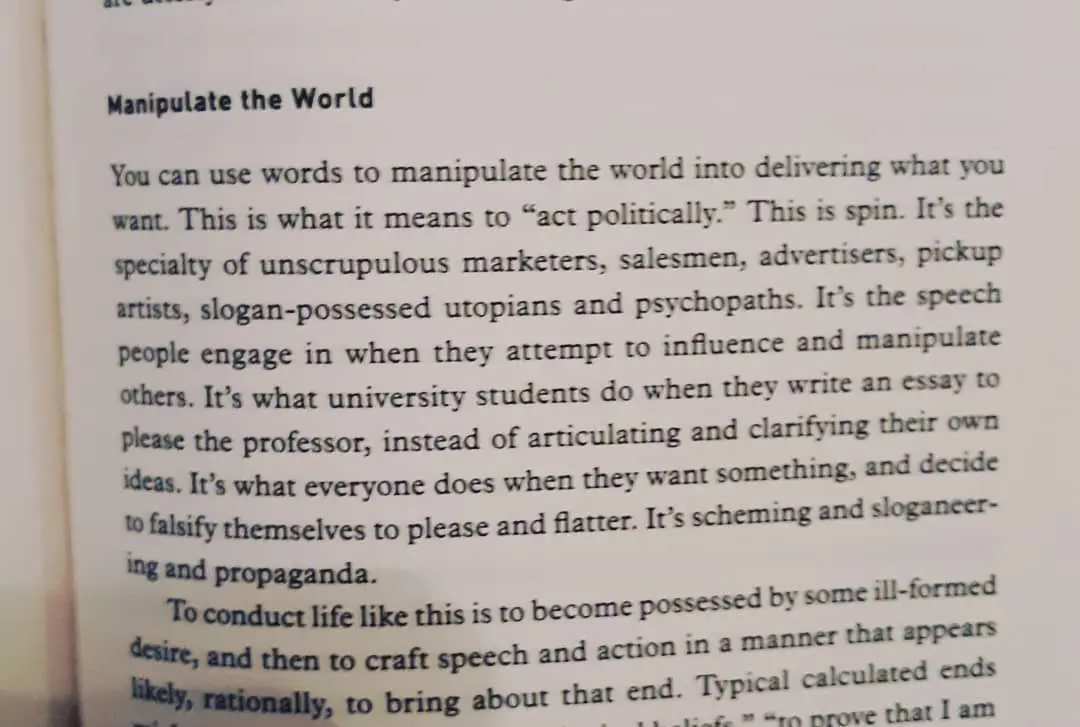 Photographed book page headed Manipulate the World
